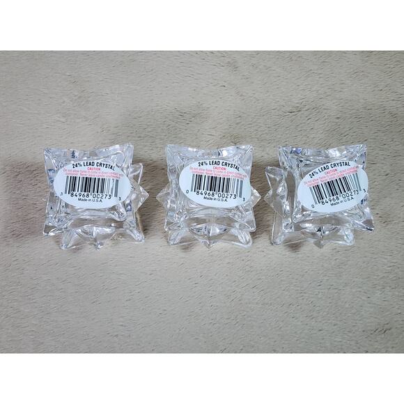 Crystal Clear Candle Holder Votive 24% Lead Crystal Pointed Star 2" x 2" USA x3 - Picture 11 of 13